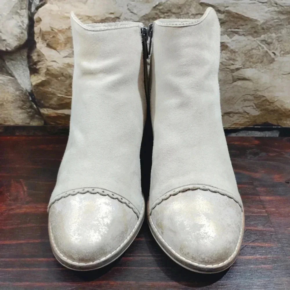 Silent D Moneybag Ankle Boots Beige Suede Leather Beige US 6.5 EU 37 - Picture 6 of 13